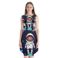 Boy-spaceman-space-rocket-ufo-planets-stars Sleeveless Chiffon Dress   by Salman4z