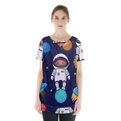 Boy-spaceman-space-rocket-ufo-planets-stars Skirt Hem Sports Top by Salman4z