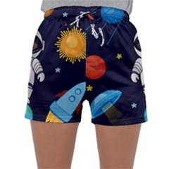 Boy-spaceman-space-rocket-ufo-planets-stars Sleepwear Shorts by Salman4z