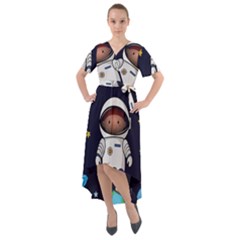 Boy-spaceman-space-rocket-ufo-planets-stars Front Wrap High Low Dress by Salman4z