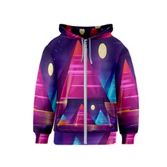 Egyptian-pyramids-night-landscape-cartoon Kids  Zipper Hoodie by Salman4z