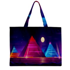 Egyptian-pyramids-night-landscape-cartoon Zipper Mini Tote Bag by Salman4z