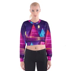 Egyptian-pyramids-night-landscape-cartoon Cropped Sweatshirt by Salman4z