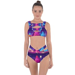 Egyptian-pyramids-night-landscape-cartoon Bandaged Up Bikini Set  by Salman4z