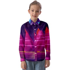 Egyptian-pyramids-night-landscape-cartoon Kids  Long Sleeve Shirt by Salman4z