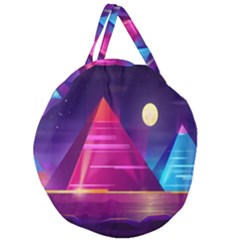 Egyptian-pyramids-night-landscape-cartoon Giant Round Zipper Tote by Salman4z