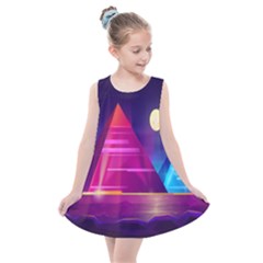 Egyptian-pyramids-night-landscape-cartoon Kids  Summer Dress by Salman4z