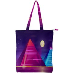 Egyptian-pyramids-night-landscape-cartoon Double Zip Up Tote Bag by Salman4z