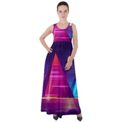 Egyptian-pyramids-night-landscape-cartoon Empire Waist Velour Maxi Dress by Salman4z