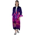 Egyptian-pyramids-night-landscape-cartoon Maxi Satin Kimono View1