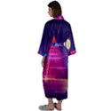 Egyptian-pyramids-night-landscape-cartoon Maxi Satin Kimono View2