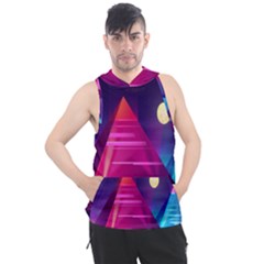 Egyptian-pyramids-night-landscape-cartoon Men s Sleeveless Hoodie by Salman4z