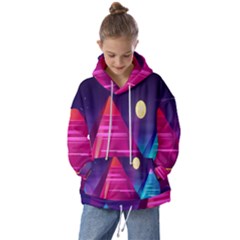 Egyptian-pyramids-night-landscape-cartoon Kids  Oversized Hoodie by Salman4z