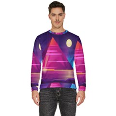 Egyptian-pyramids-night-landscape-cartoon Men s Fleece Sweatshirt by Salman4z