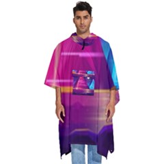 Egyptian-pyramids-night-landscape-cartoon Men s Hooded Rain Ponchos by Salman4z