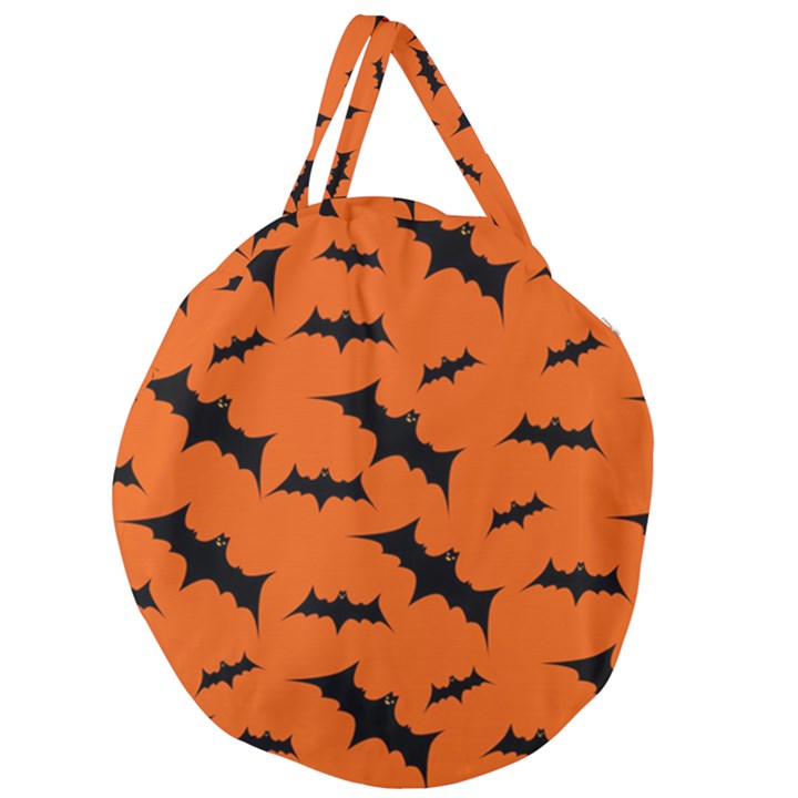 Halloween-card-with-bats-flying-pattern Giant Round Zipper Tote