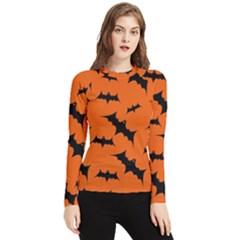 Halloween-card-with-bats-flying-pattern Women s Long Sleeve Rash Guard by Salman4z