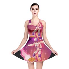 Astronaut-spacesuit-standing-surfboard-surfing-milky-way-stars Reversible Skater Dress by Salman4z