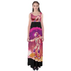 Astronaut-spacesuit-standing-surfboard-surfing-milky-way-stars Empire Waist Maxi Dress by Salman4z