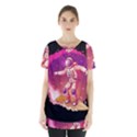 Astronaut-spacesuit-standing-surfboard-surfing-milky-way-stars Skirt Hem Sports Top View1