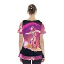 Astronaut-spacesuit-standing-surfboard-surfing-milky-way-stars Skirt Hem Sports Top View2