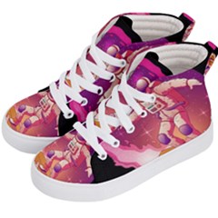 Astronaut-spacesuit-standing-surfboard-surfing-milky-way-stars Kids  Hi-top Skate Sneakers by Salman4z