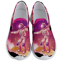 Astronaut-spacesuit-standing-surfboard-surfing-milky-way-stars Men s Lightweight Slip Ons by Salman4z