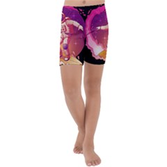 Astronaut-spacesuit-standing-surfboard-surfing-milky-way-stars Kids  Lightweight Velour Capri Yoga Leggings by Salman4z