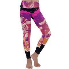 Astronaut-spacesuit-standing-surfboard-surfing-milky-way-stars Kids  Lightweight Velour Classic Yoga Leggings by Salman4z