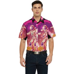 Astronaut-spacesuit-standing-surfboard-surfing-milky-way-stars Men s Short Sleeve Pocket Shirt  by Salman4z