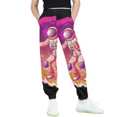 Astronaut-spacesuit-standing-surfboard-surfing-milky-way-stars Kids  Elastic Waist Pants by Salman4z