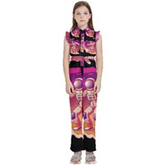 Astronaut-spacesuit-standing-surfboard-surfing-milky-way-stars Kids  Sleeveless Ruffle Edge Band Collar Chiffon One Piece by Salman4z