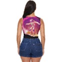 Astronaut-spacesuit-standing-surfboard-surfing-milky-way-stars Women s Sleeveless Wrap Top View4