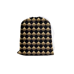 Golden Chess Board Background Drawstring Pouch (medium)