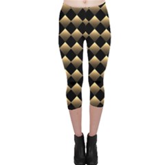 Golden Chess Board Background Capri Leggings 