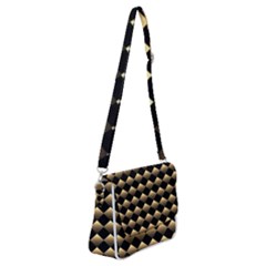 Golden Chess Board Background Shoulder Bag With Back Zipper