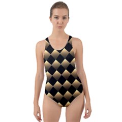 Golden Chess Board Background Cut-out Back One Piece Swimsuit by pakminggu