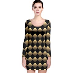 Golden Chess Board Background Long Sleeve Velvet Bodycon Dress by pakminggu