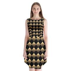 Golden Chess Board Background Sleeveless Chiffon Dress   by pakminggu