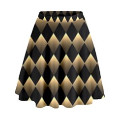 Golden Chess Board Background High Waist Skirt