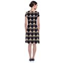 Golden Chess Board Background Short Sleeve Front Wrap Dress View2