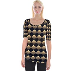 Golden Chess Board Background Wide Neckline Tee