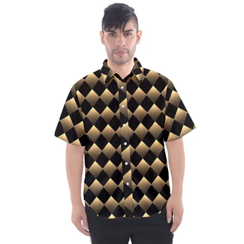 Golden Chess Board Background Men s Short Sleeve Shirt by pakminggu