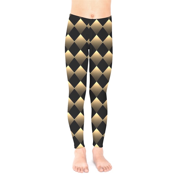 Golden Chess Board Background Kids  Leggings