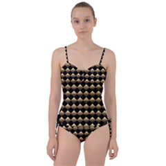 Golden Chess Board Background Sweetheart Tankini Set