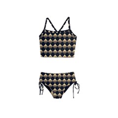 Golden Chess Board Background Girls  Tankini Swimsuit