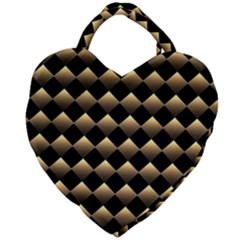 Golden Chess Board Background Giant Heart Shaped Tote by pakminggu