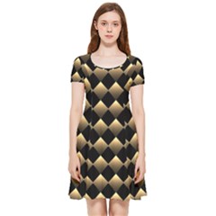 Golden Chess Board Background Inside Out Cap Sleeve Dress by pakminggu