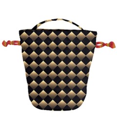 Golden Chess Board Background Drawstring Bucket Bag