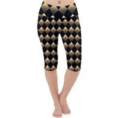 Golden Chess Board Background Lightweight Velour Cropped Yoga Leggings